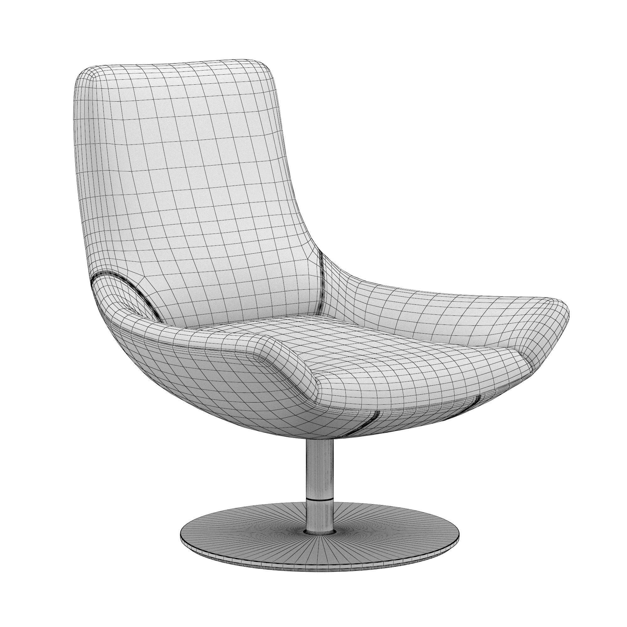 Lario Leather Swivel Chair 3D model_6