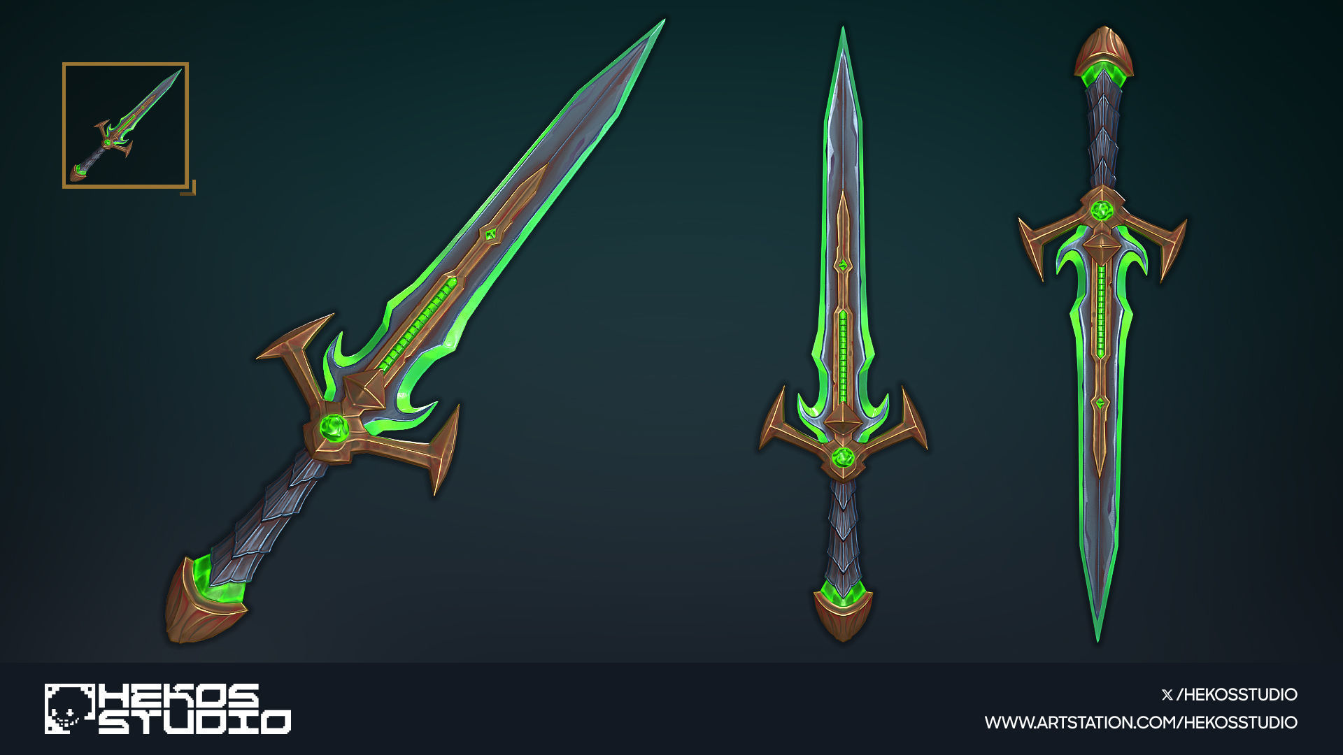 15 Stylized Swords Low-poly 3D model_10