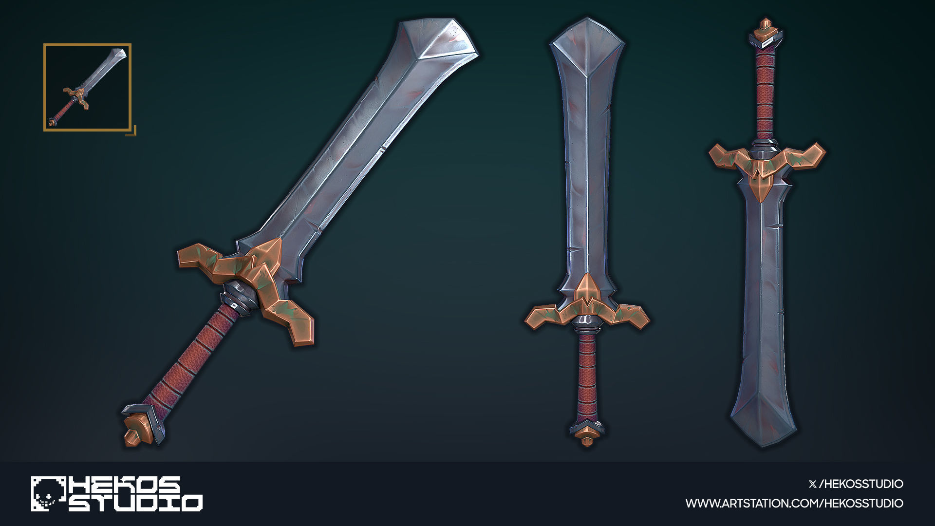 15 Stylized Swords Low-poly 3D model_14