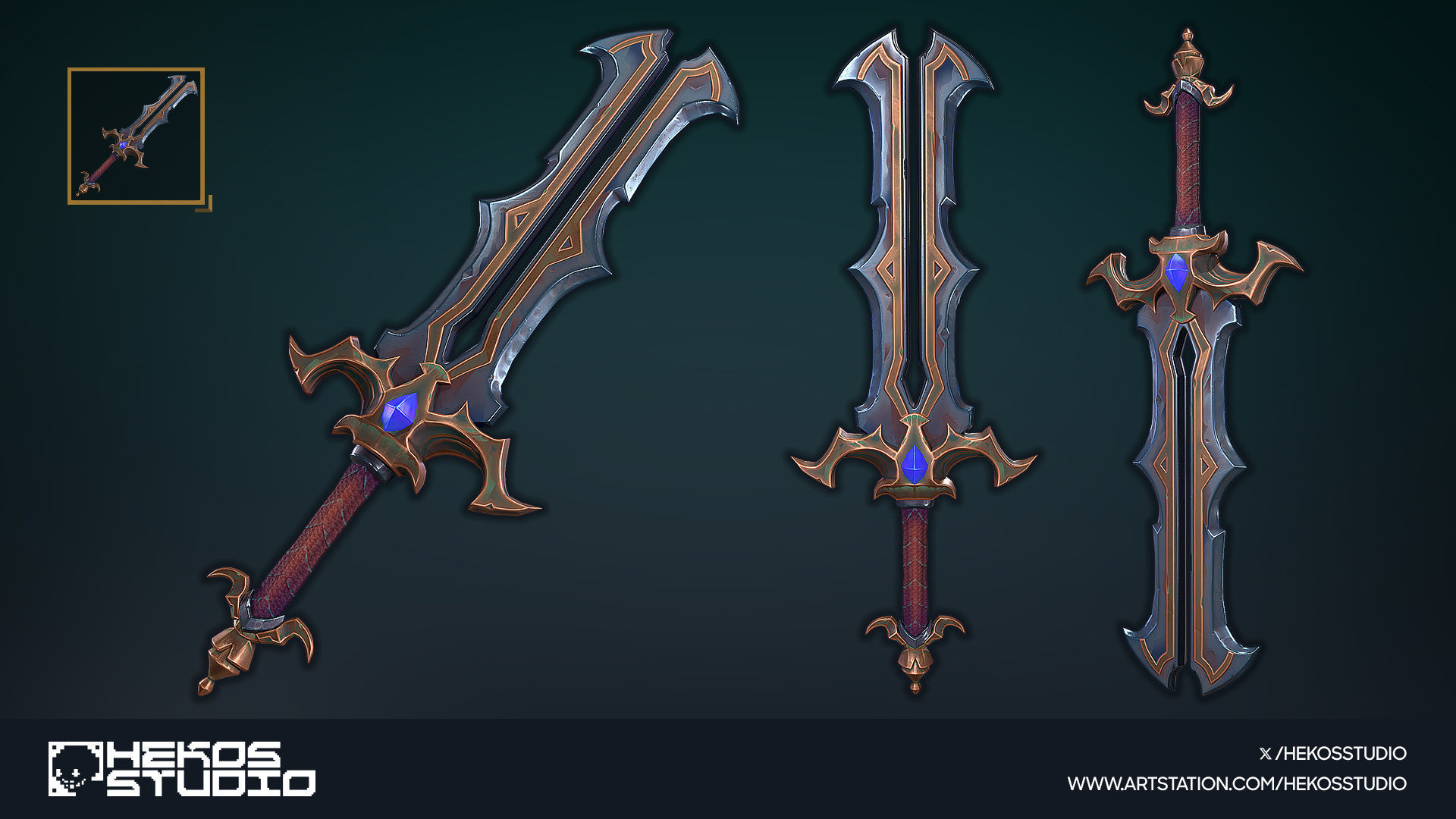 15 Stylized Swords Low-poly 3D model_16