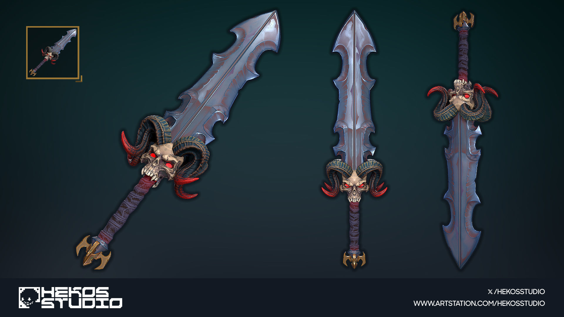15 Stylized Swords Low-poly 3D model_13