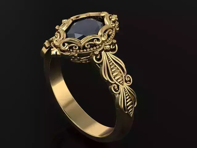 Enganement ring with marquise and engravings 4903