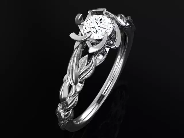 twisted Ring with round diamond and special head 4902 3D print model_0