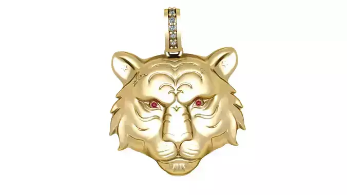 TIGER FACE PENDANT 3D PRINTABLE MODEL