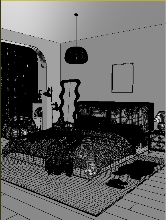 Comfortable bedroom 3D model_8