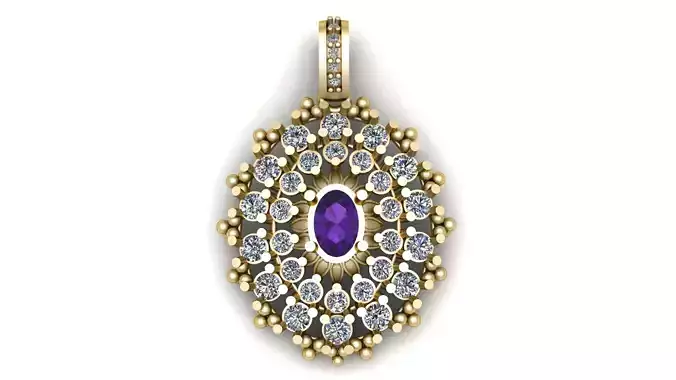 HIP HOP PURPLR STONE PENDANT 3D PRINTABLE MODEL