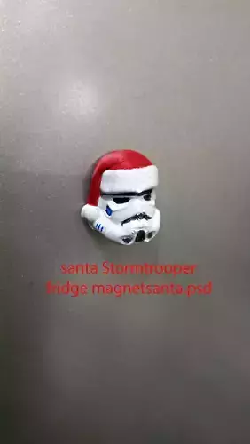 santa Stormtrooper fridge magnet print in place No Supports 3D print model