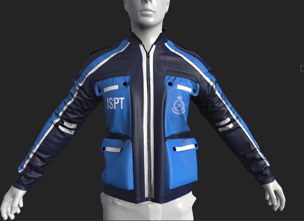 Polis Police Moto Jacket Malaysia Motorcycle Uniform Outfit  Low-poly 3D model_8