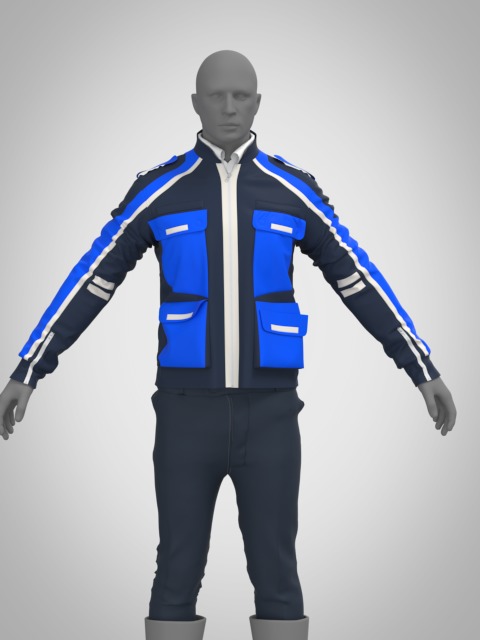 Polis Police Moto Jacket Malaysia Motorcycle Uniform Outfit  Low-poly 3D model_13