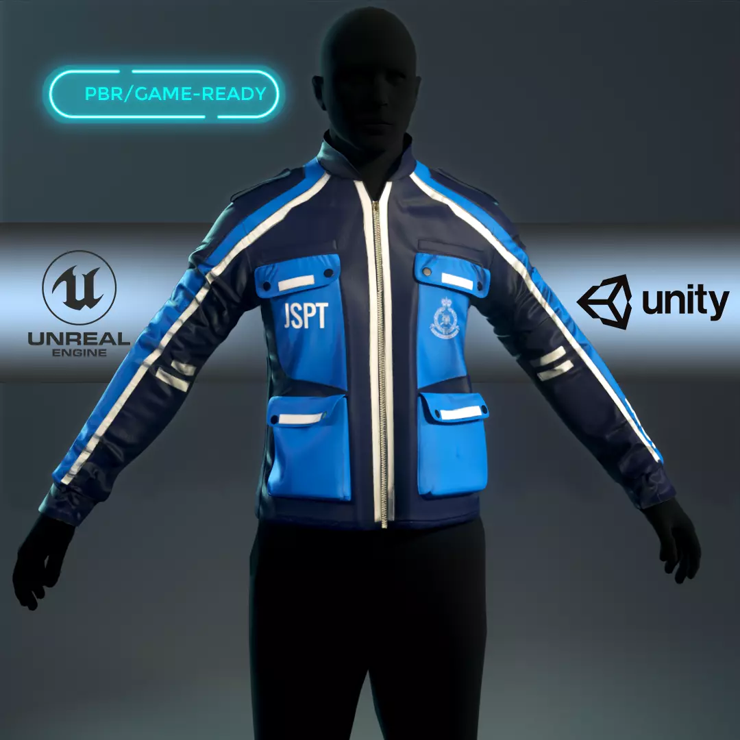Polis Police Moto Jacket Malaysia Motorcycle Uniform Outfit  Low-poly 3D model_0