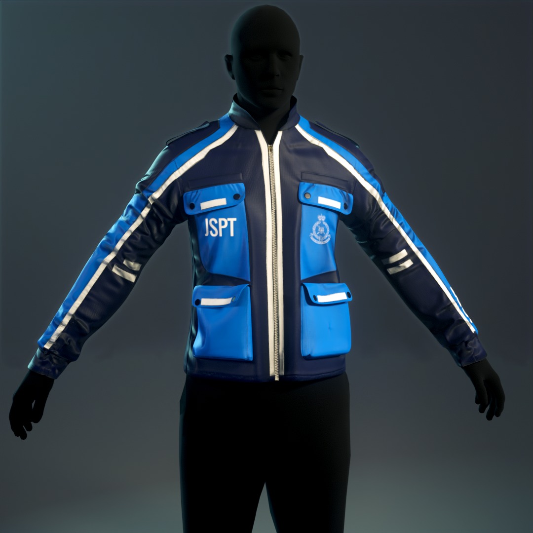 Polis Police Moto Jacket Malaysia Motorcycle Uniform Outfit  Low-poly 3D model_6