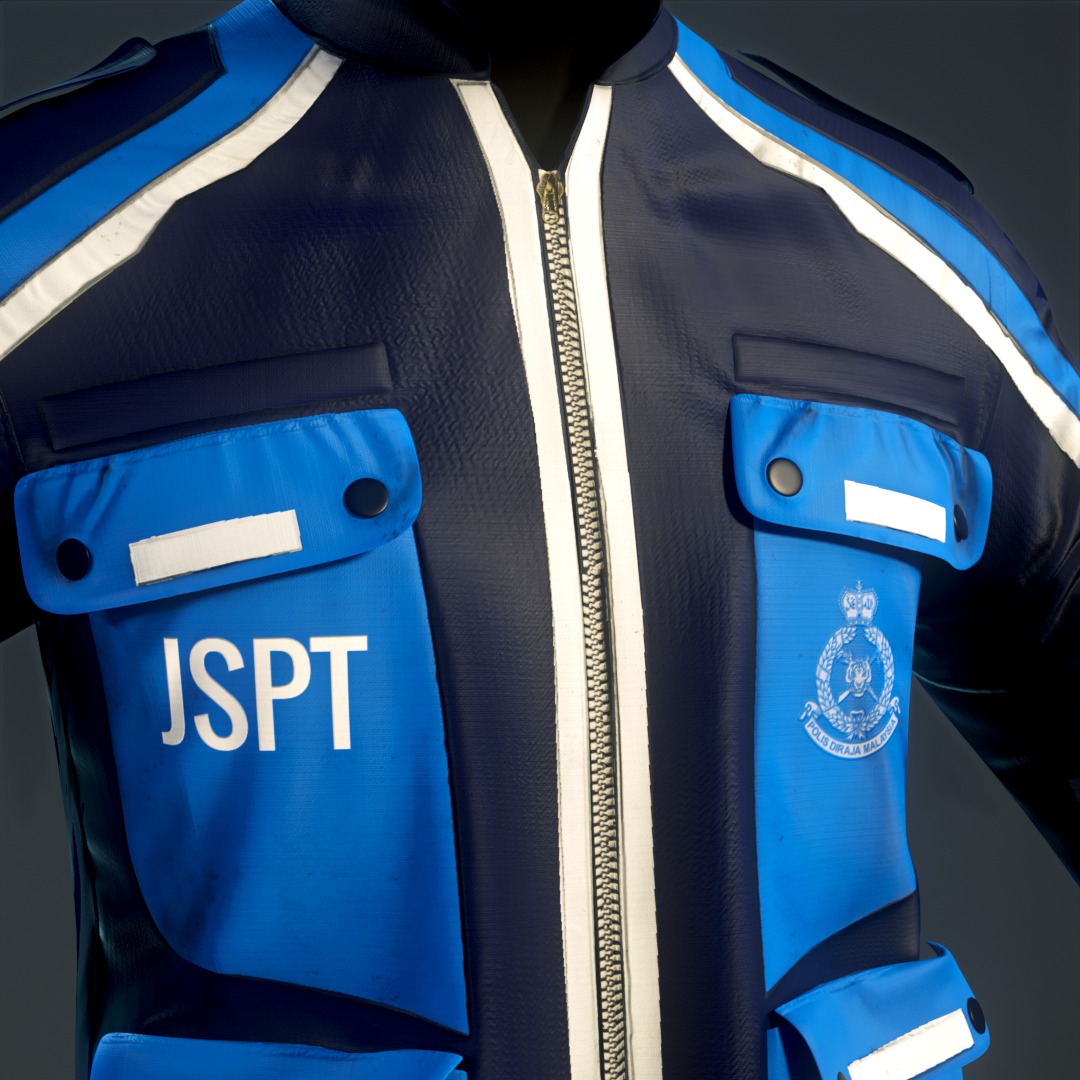 Polis Police Moto Jacket Malaysia Motorcycle Uniform Outfit  Low-poly 3D model_4