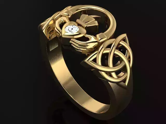 Ring with hends and diamond 4917