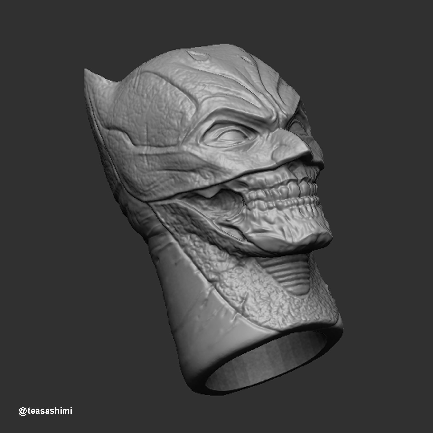 Batman skeleton head sculpt 3D print model_3
