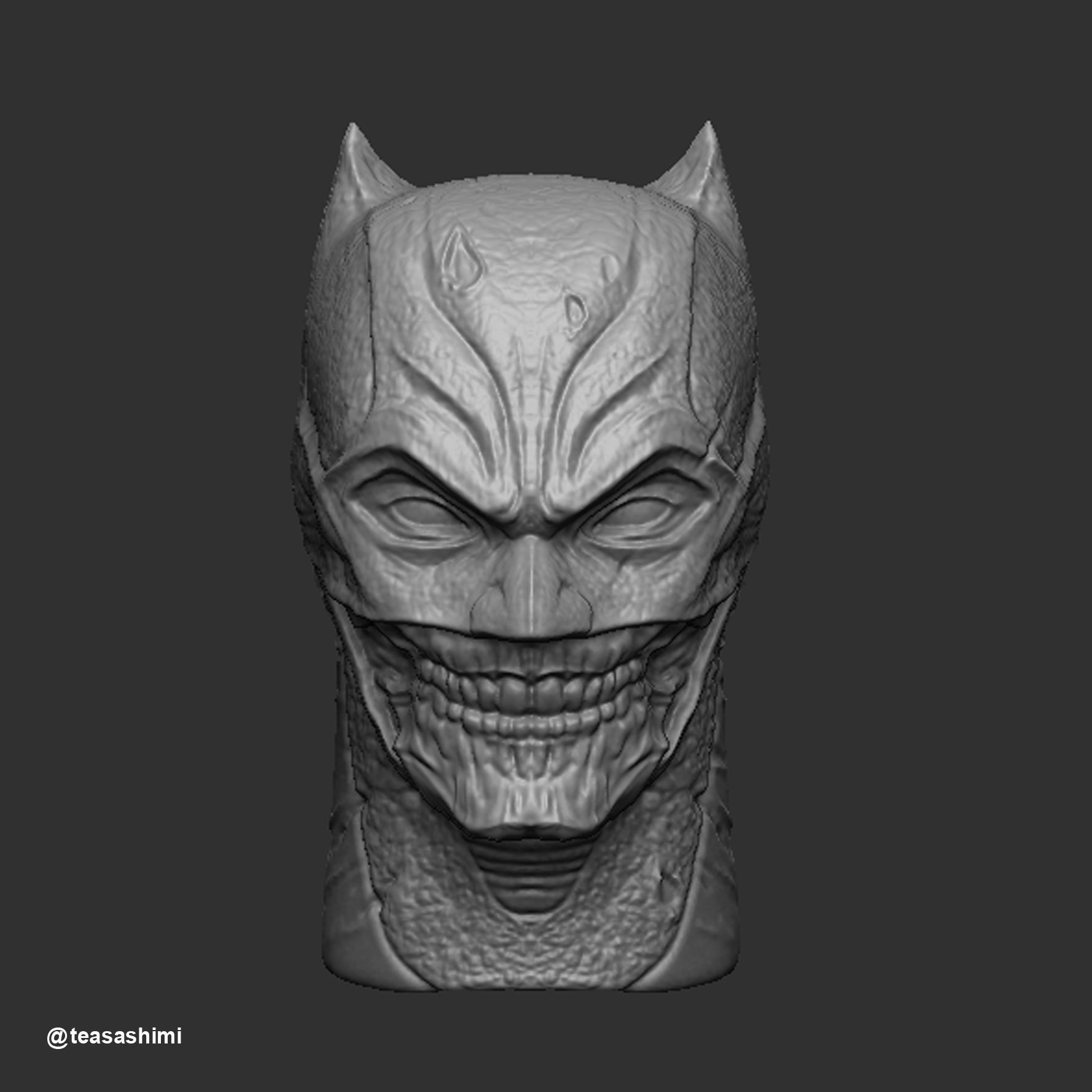Batman skeleton head sculpt 3D print model_1