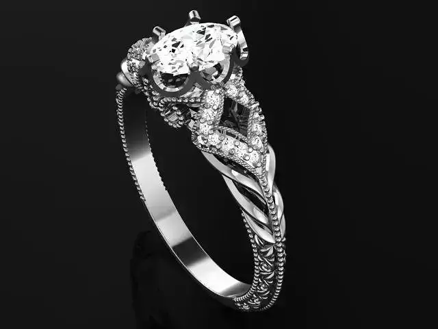 ring with oval stone and engraving 4916