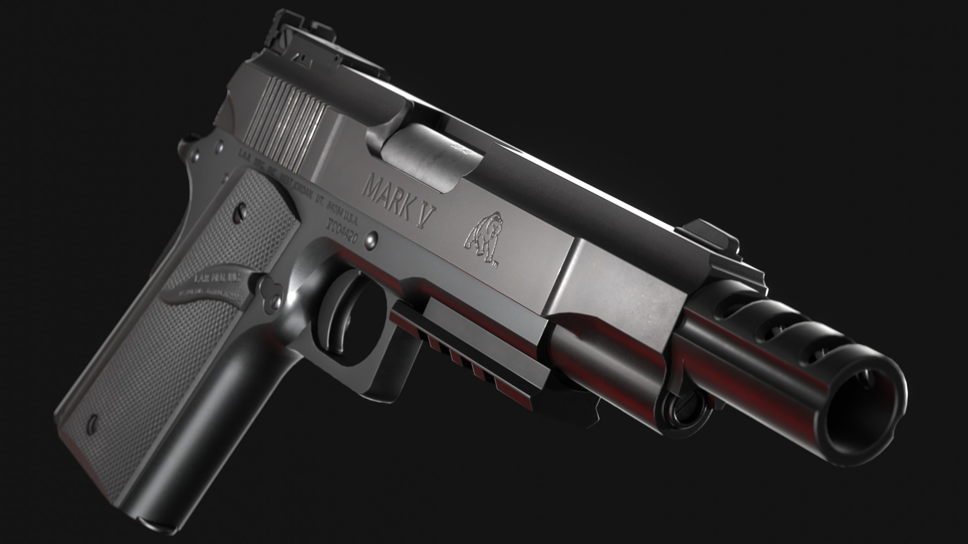 LAR Grizzly Mark V 50AE Handgun - Game Asset Low-poly 3D model_13