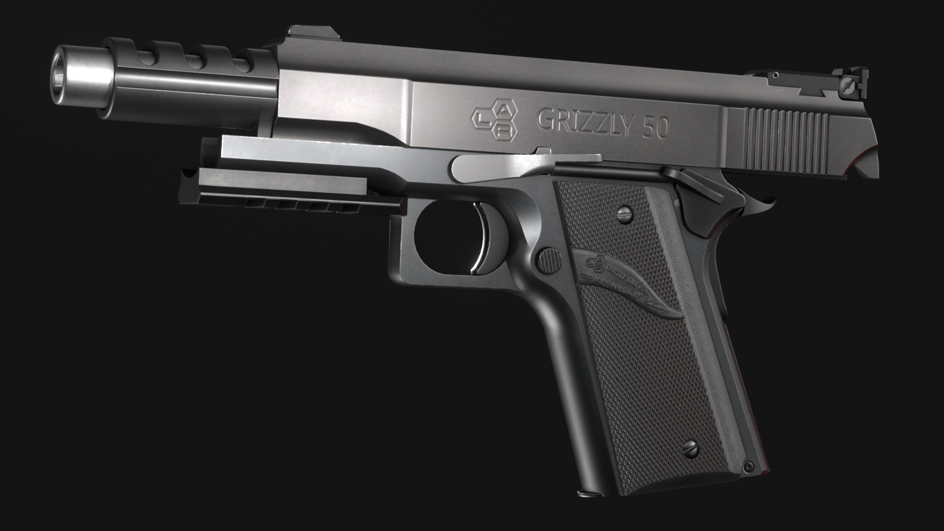 LAR Grizzly Mark V 50AE Handgun - Game Asset Low-poly 3D model_14