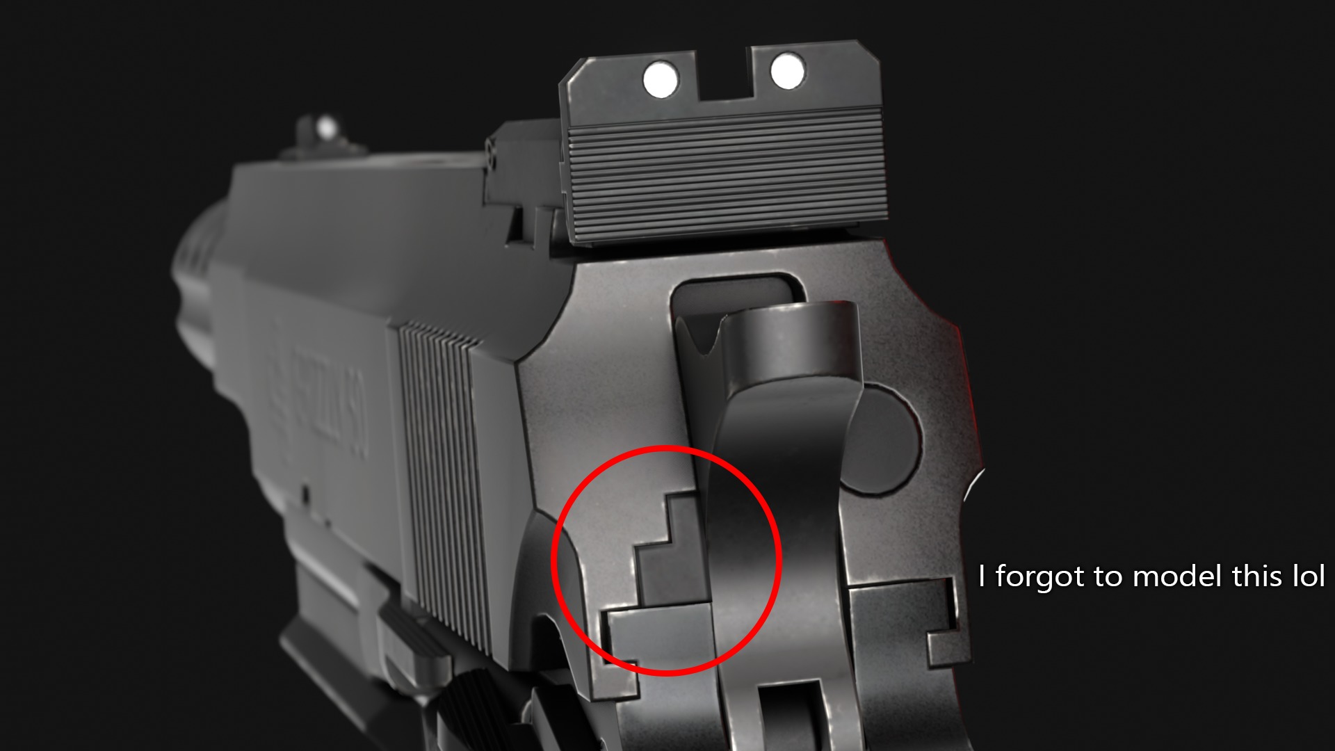 LAR Grizzly Mark V 50AE Handgun - Game Asset Low-poly 3D model_2