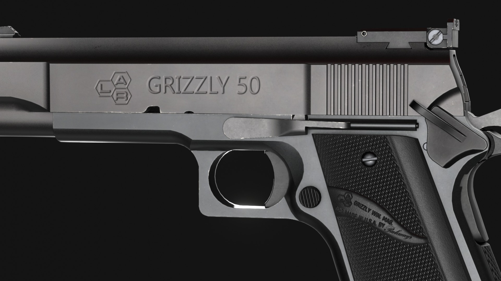 LAR Grizzly Mark V 50AE Handgun - Game Asset Low-poly 3D model_7