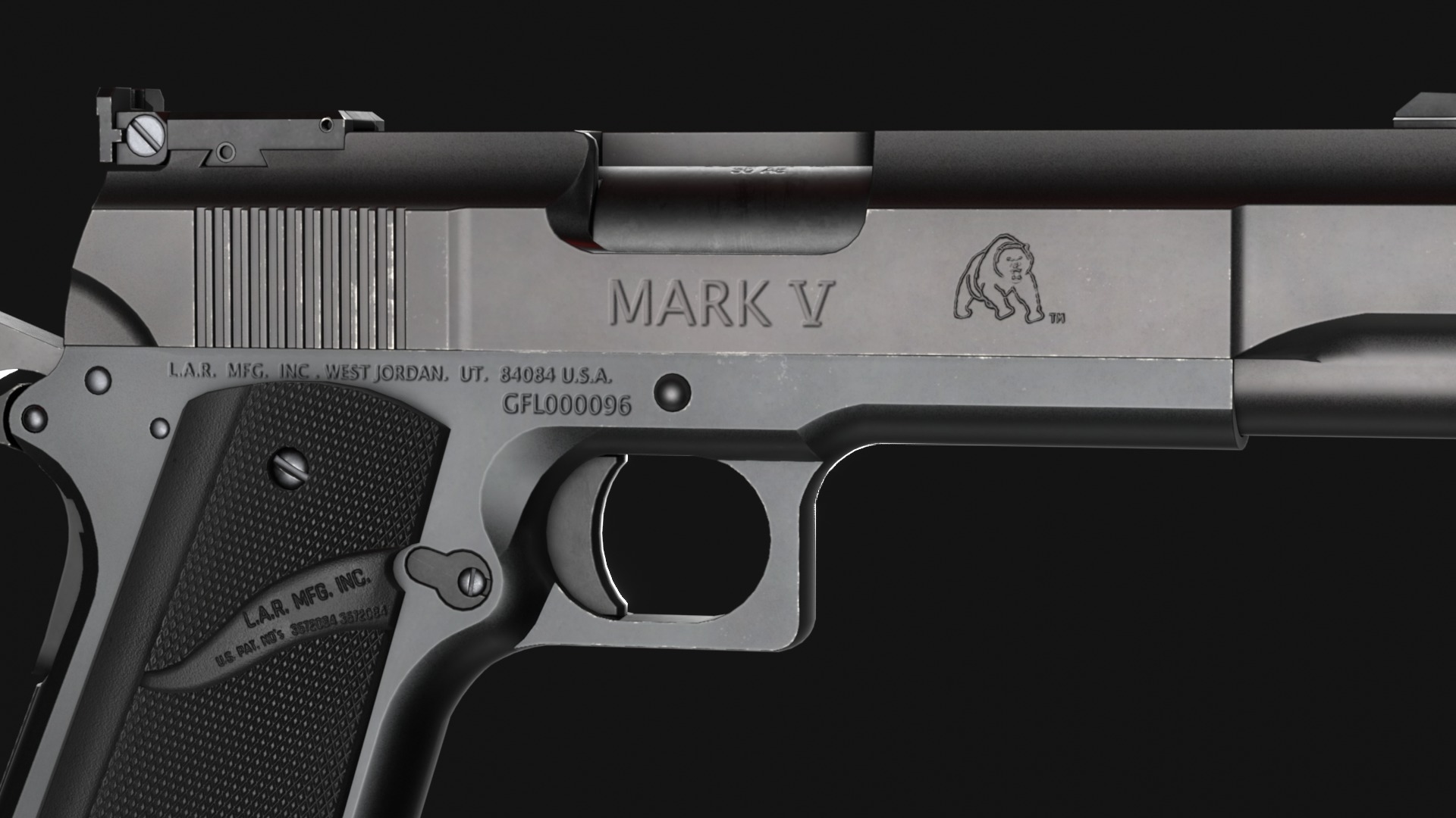 LAR Grizzly Mark V 50AE Handgun - Game Asset Low-poly 3D model_8