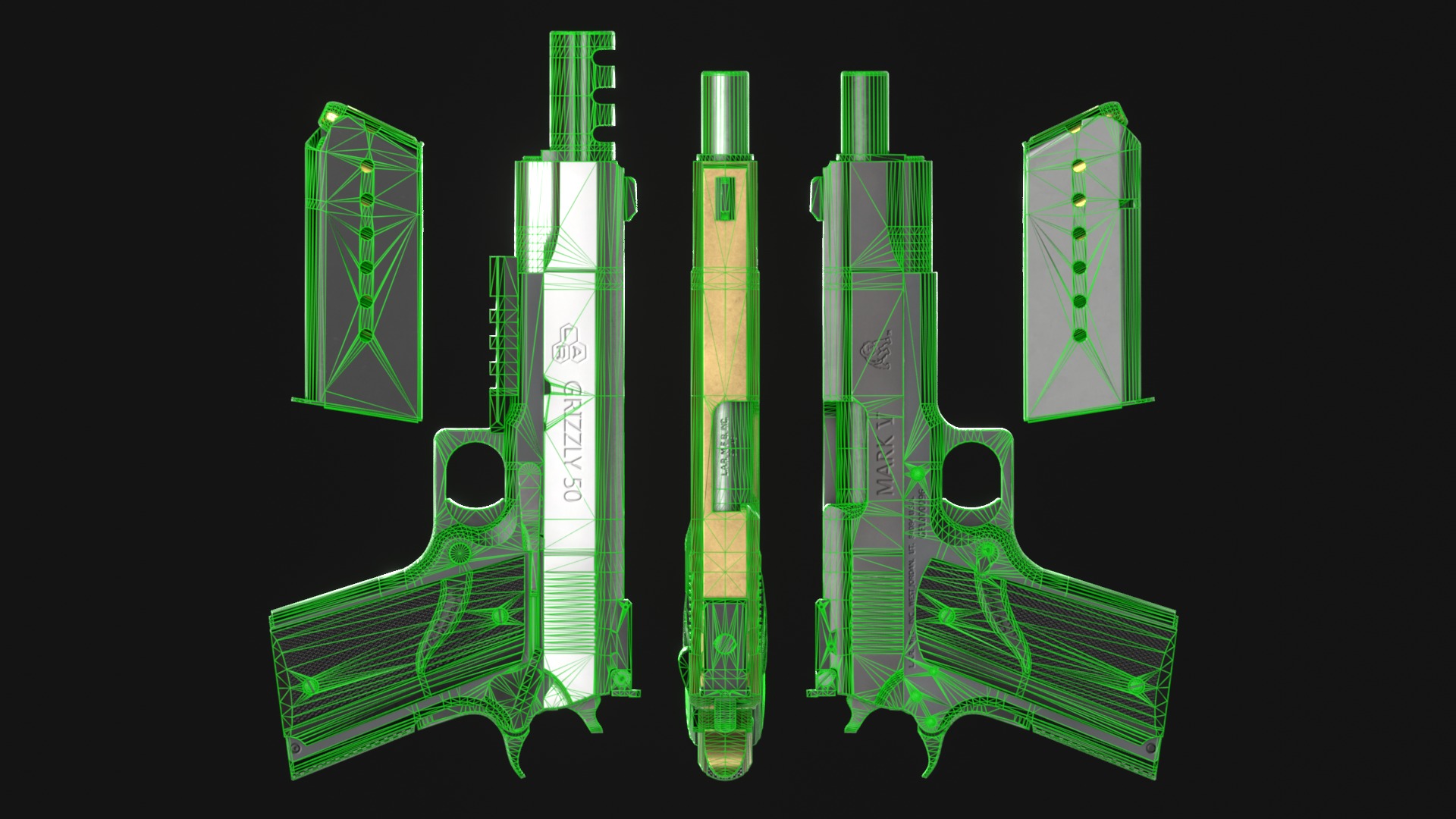 LAR Grizzly Mark V 50AE Handgun - Game Asset Low-poly 3D model_4