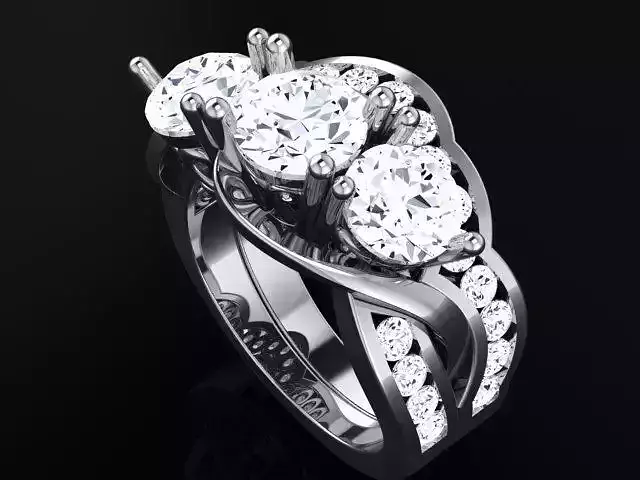 Three stone ring wit perfect matching band 4911