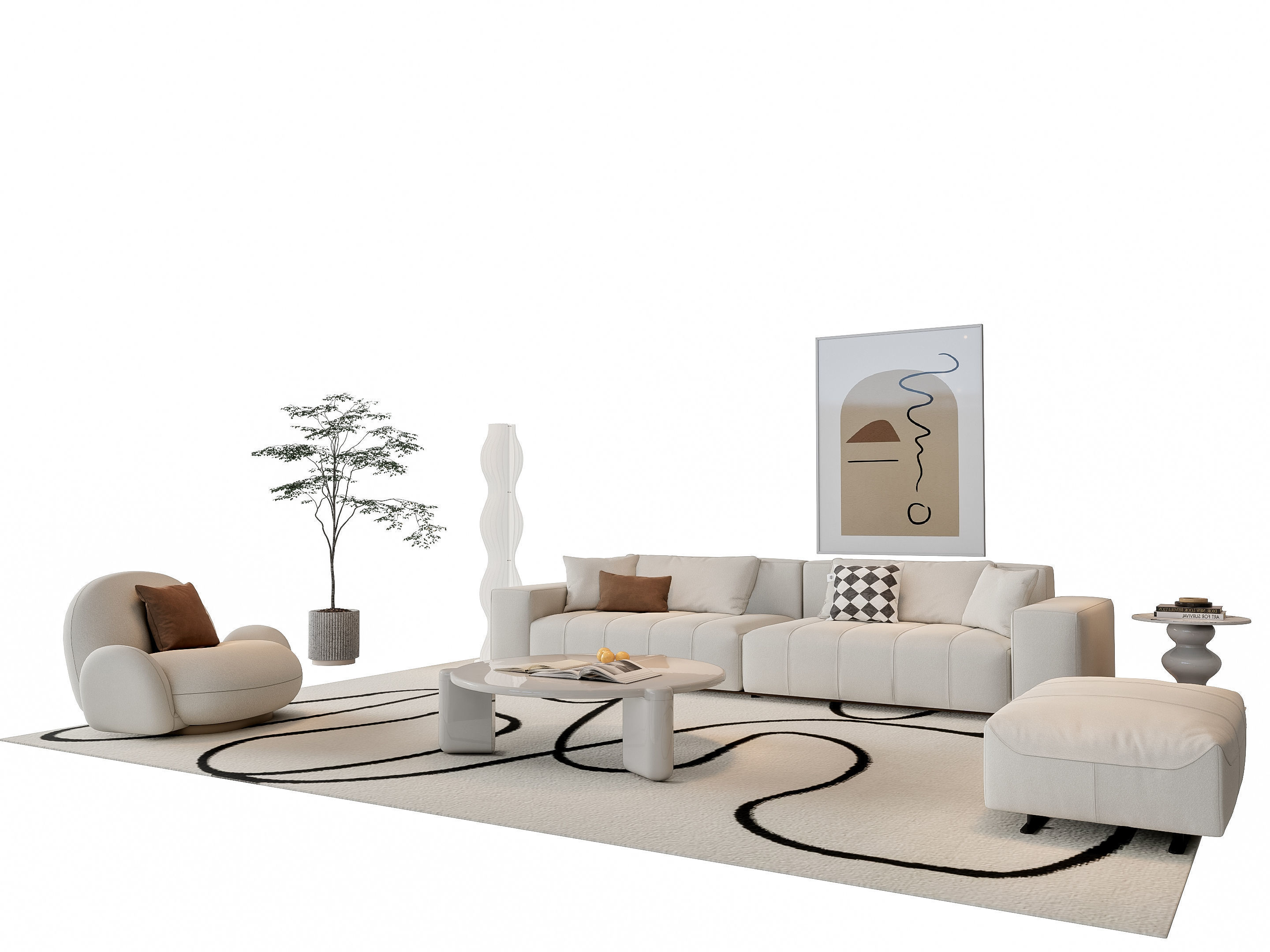 Sofa Coffee table sofa combination 15 3D model_17