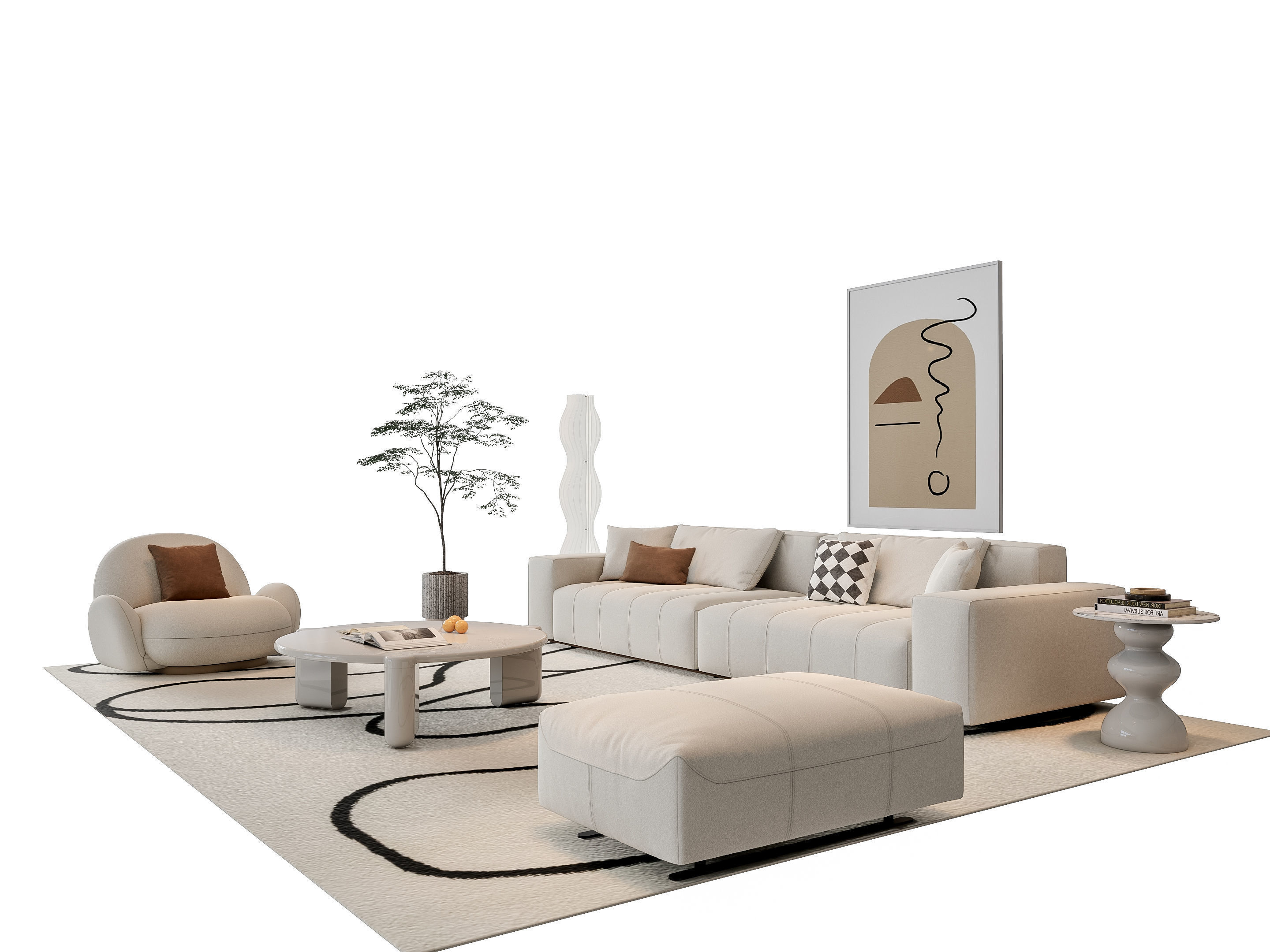 Sofa Coffee table sofa combination 15 3D model_16