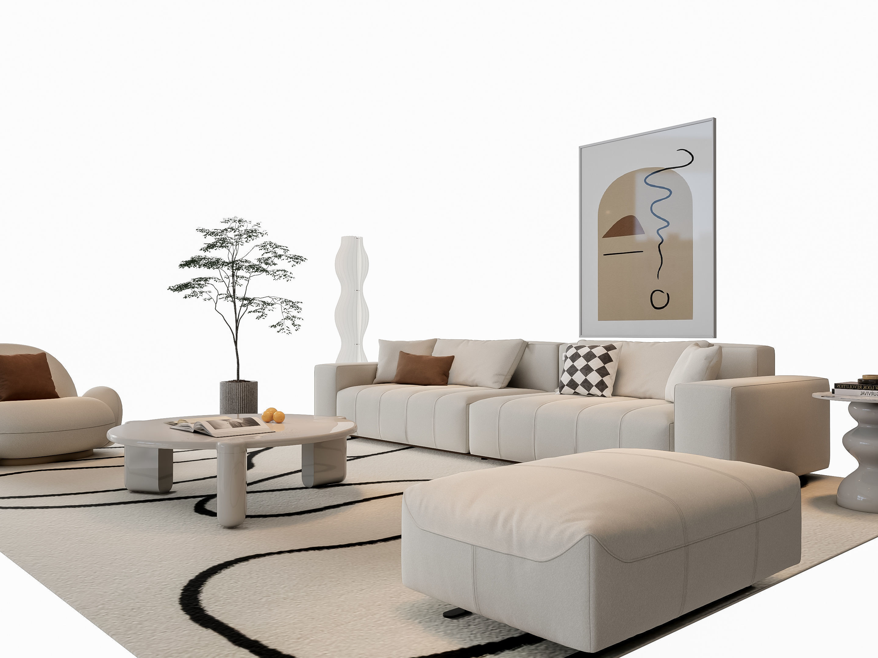 Sofa Coffee table sofa combination 15 3D model_4