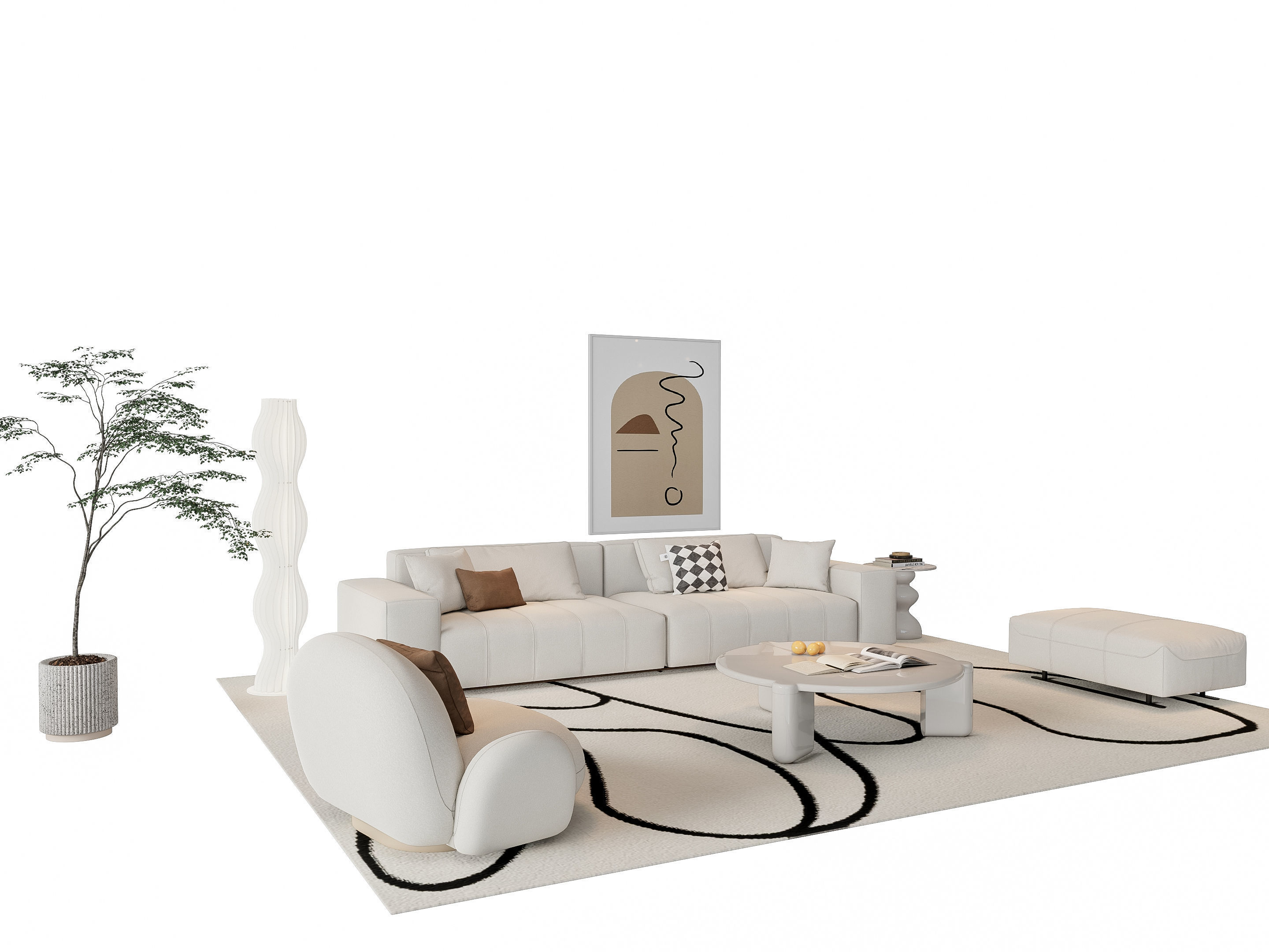 Sofa Coffee table sofa combination 15 3D model_10