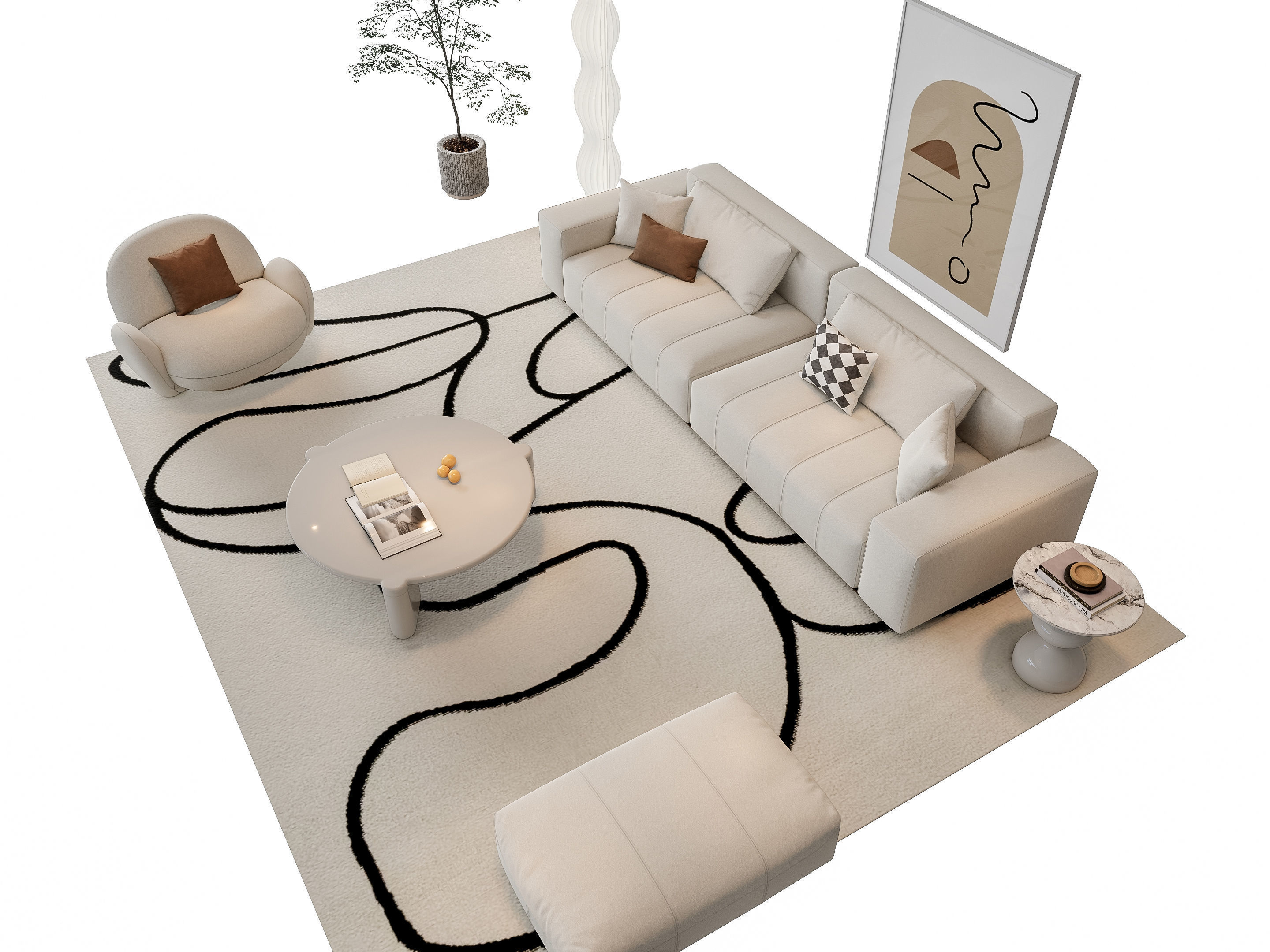 Sofa Coffee table sofa combination 15 3D model_6