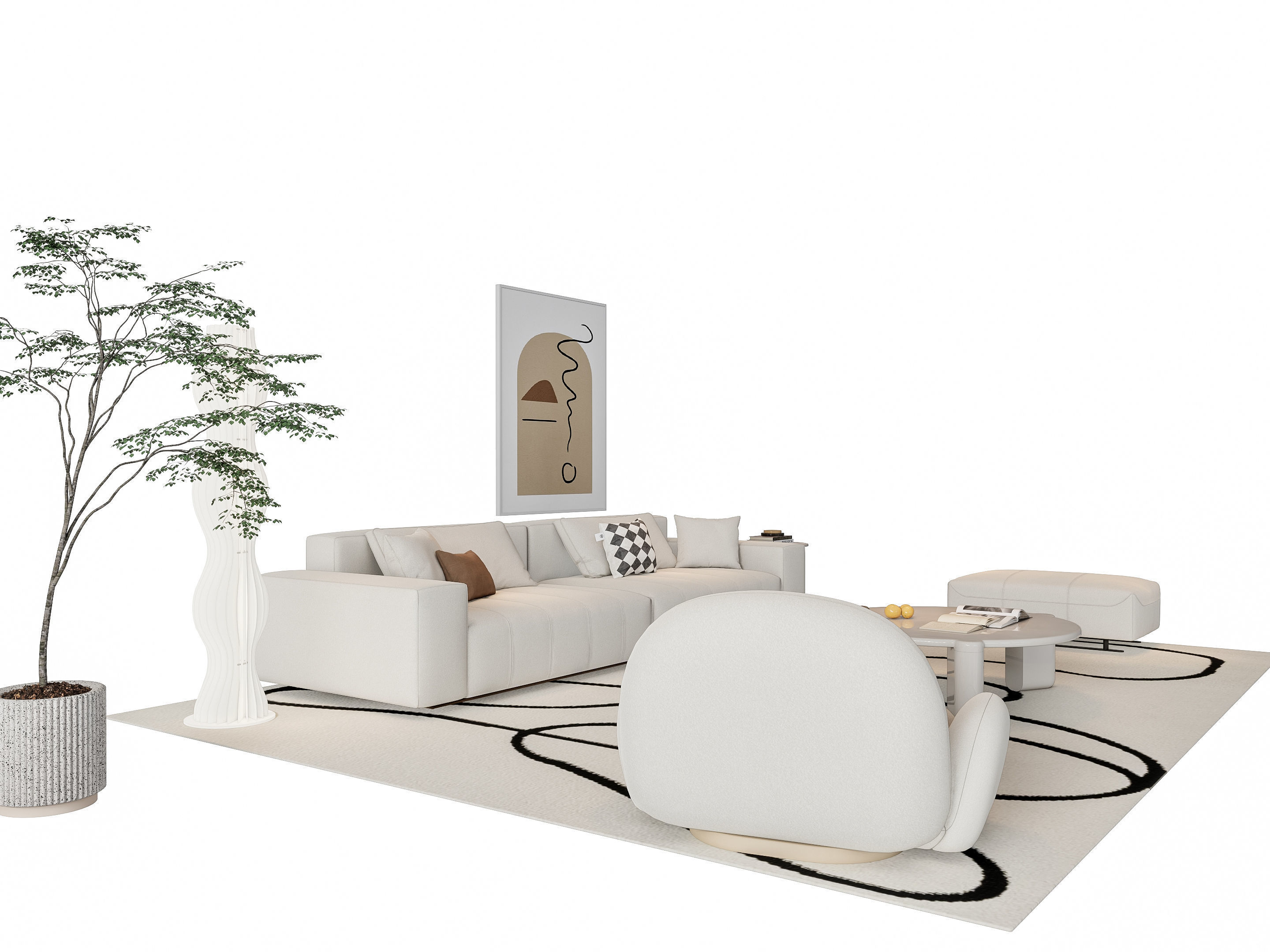 Sofa Coffee table sofa combination 15 3D model_11