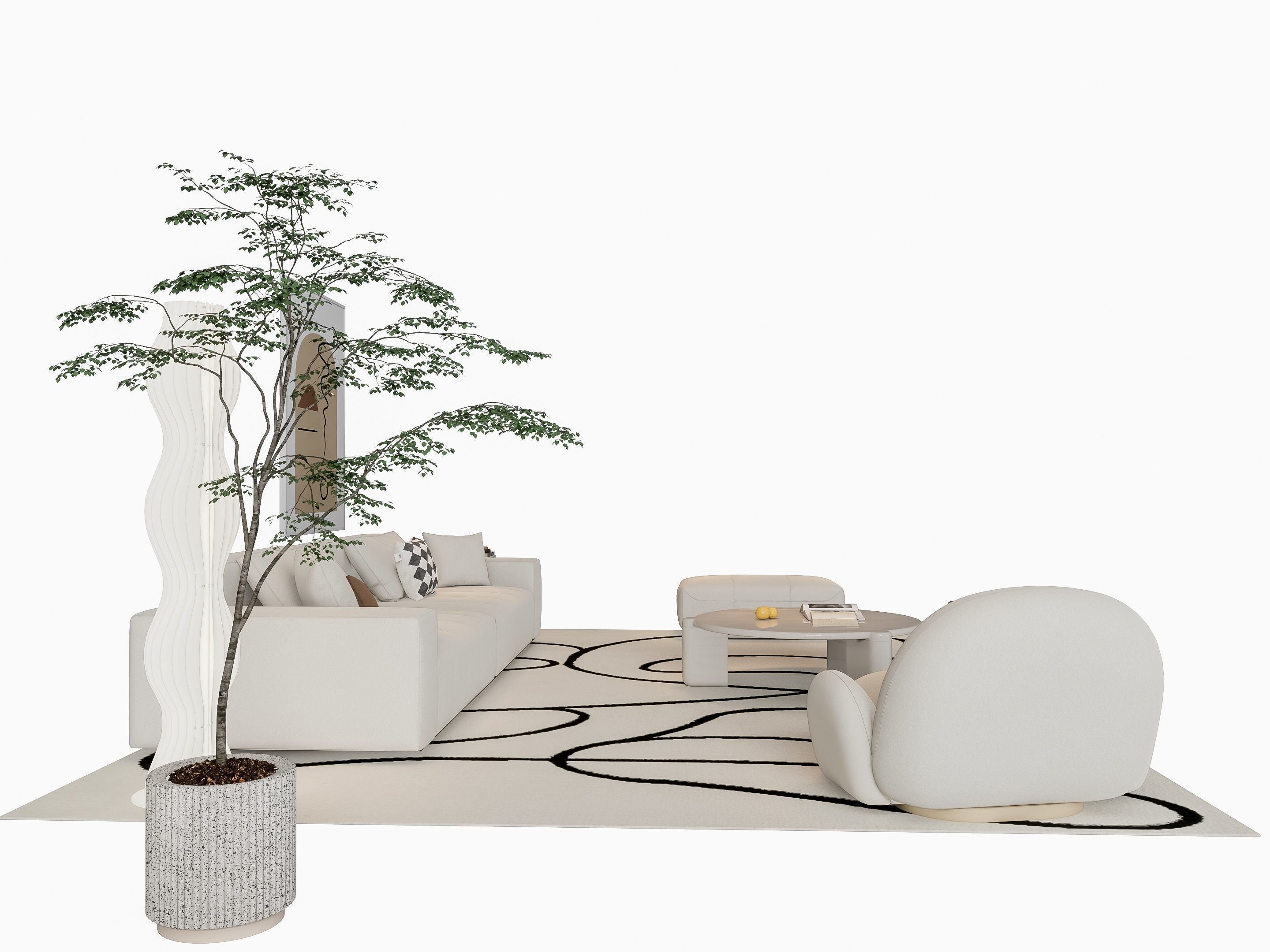 Sofa Coffee table sofa combination 15 3D model_12