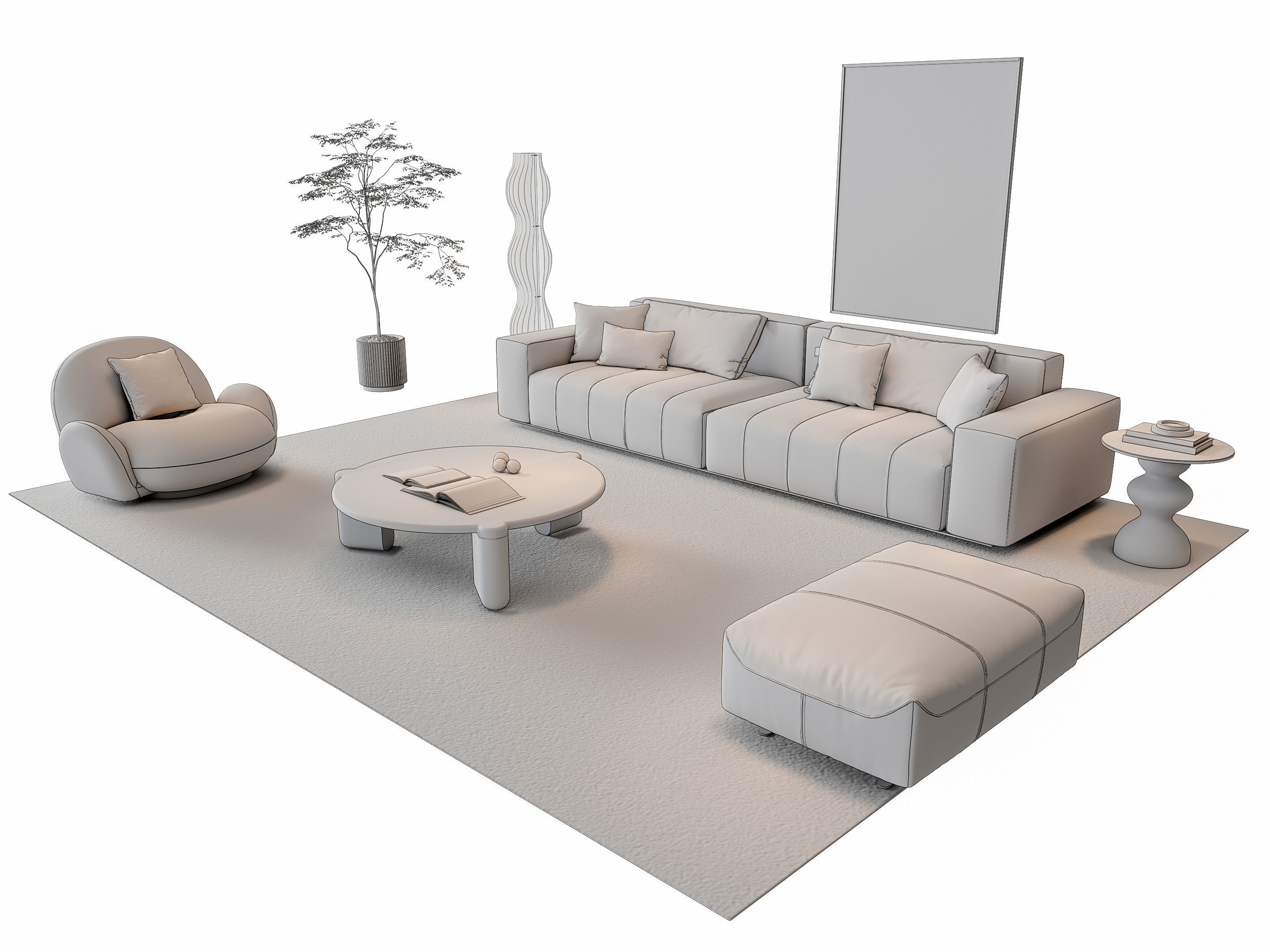 Sofa Coffee table sofa combination 15 3D model_19
