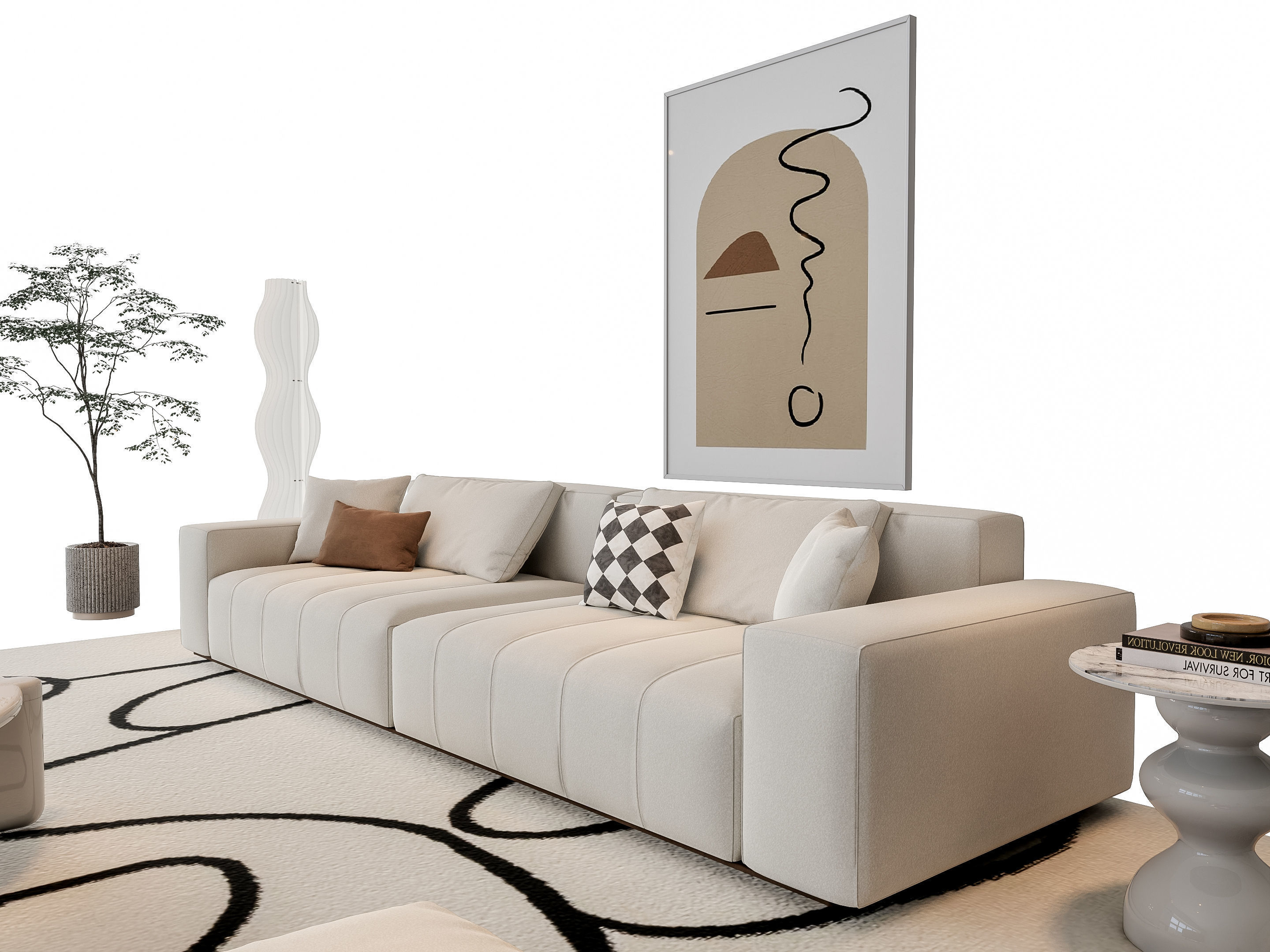 Sofa Coffee table sofa combination 15 3D model_2