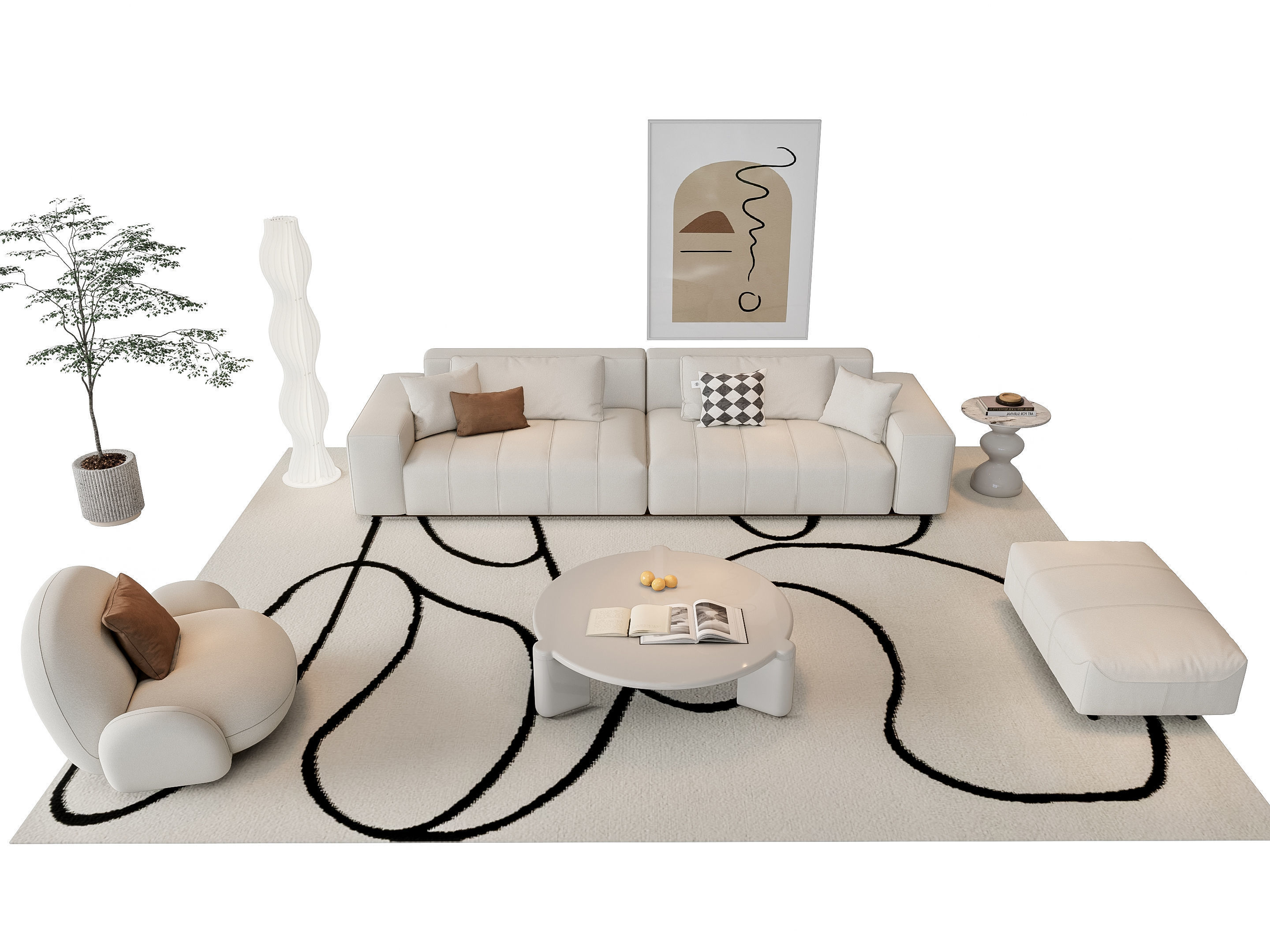 Sofa Coffee table sofa combination 15 3D model_9
