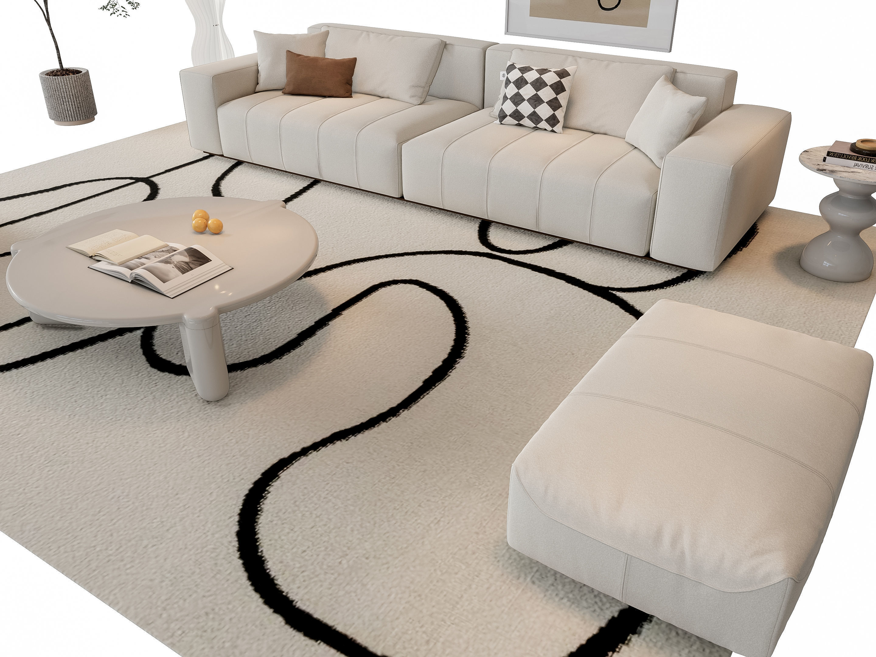 Sofa Coffee table sofa combination 15 3D model_3