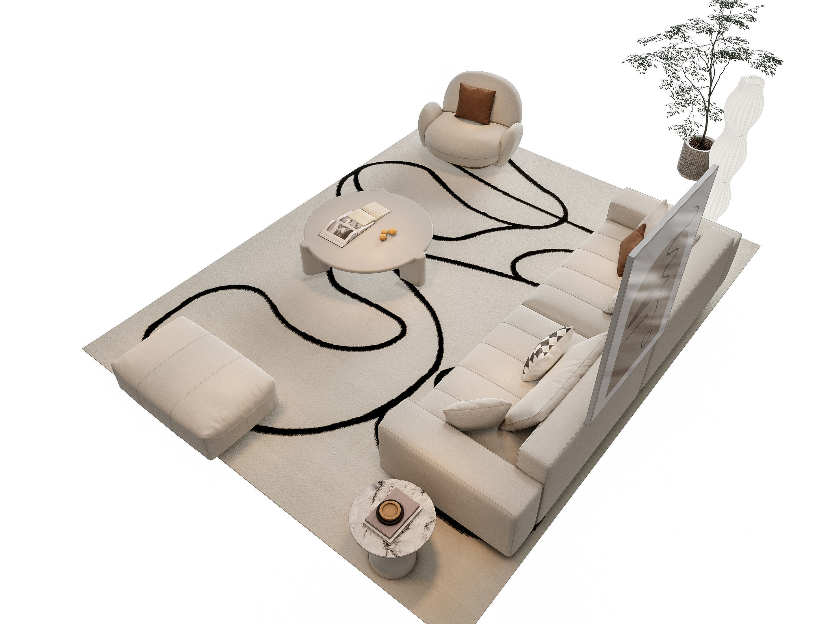 Sofa Coffee table sofa combination 15 3D model_5