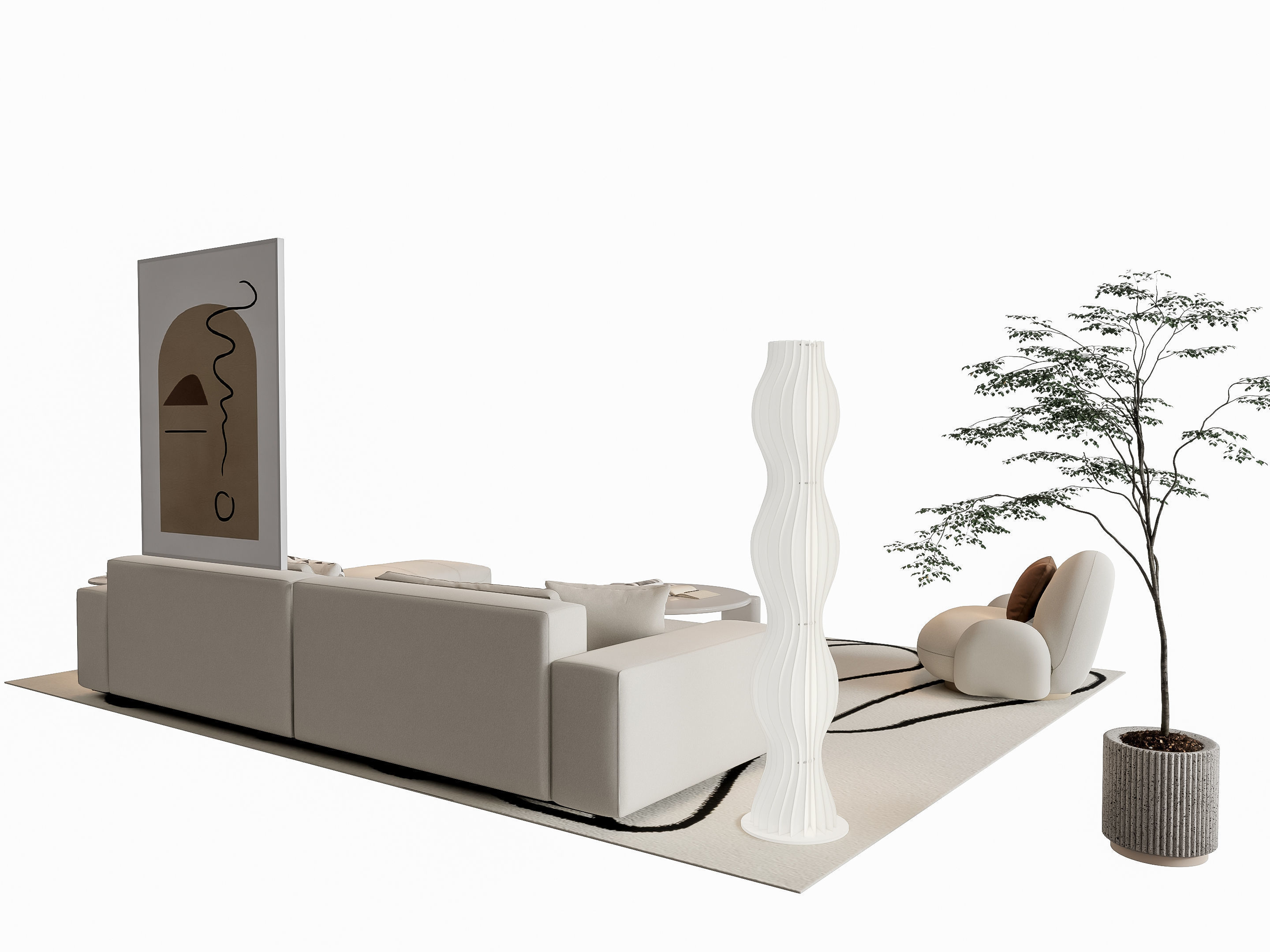 Sofa Coffee table sofa combination 15 3D model_13