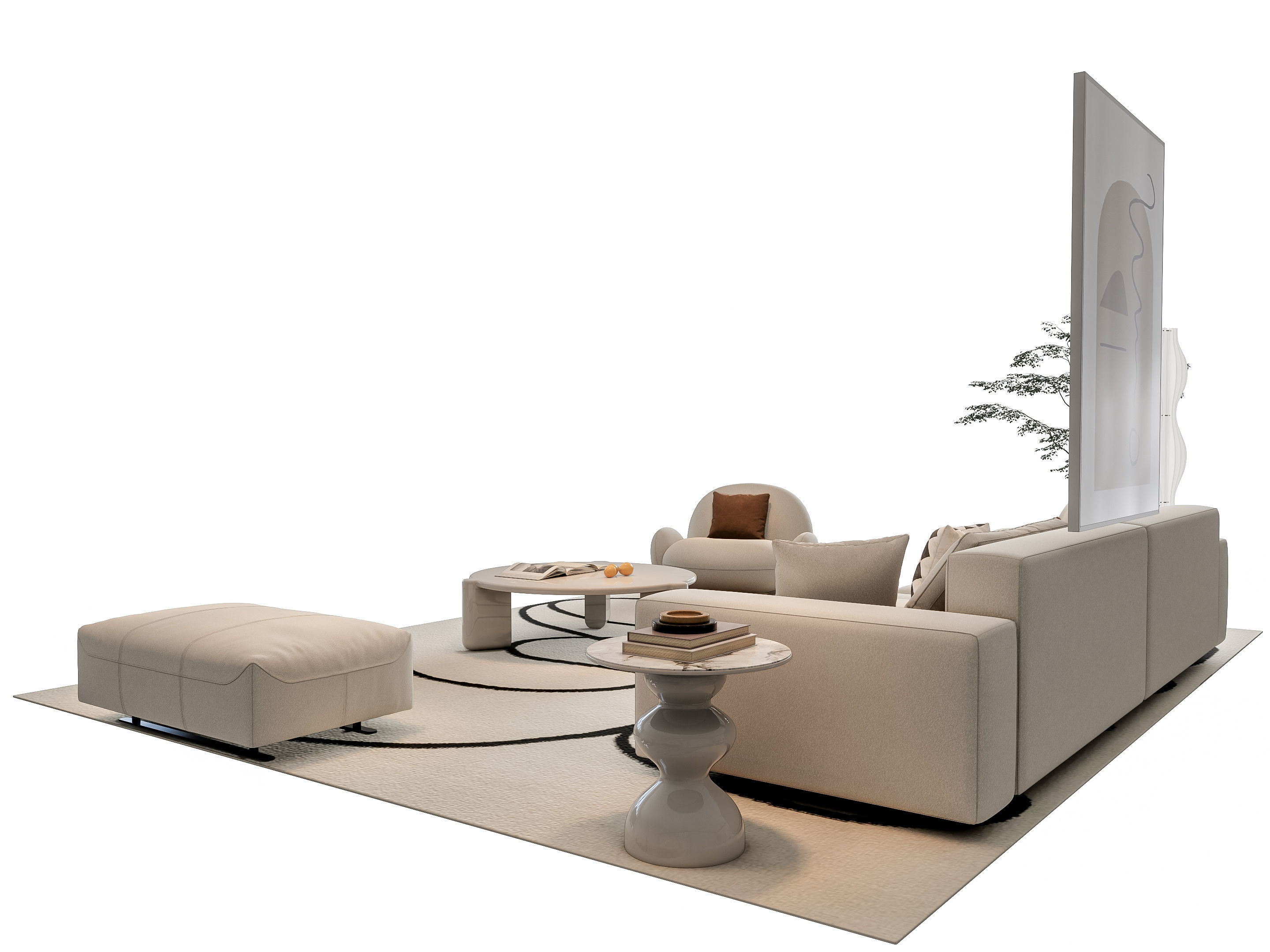 Sofa Coffee table sofa combination 15 3D model_15