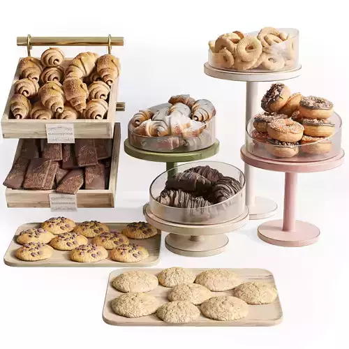 Set of sweets pastries and cookies for cafes restaurants