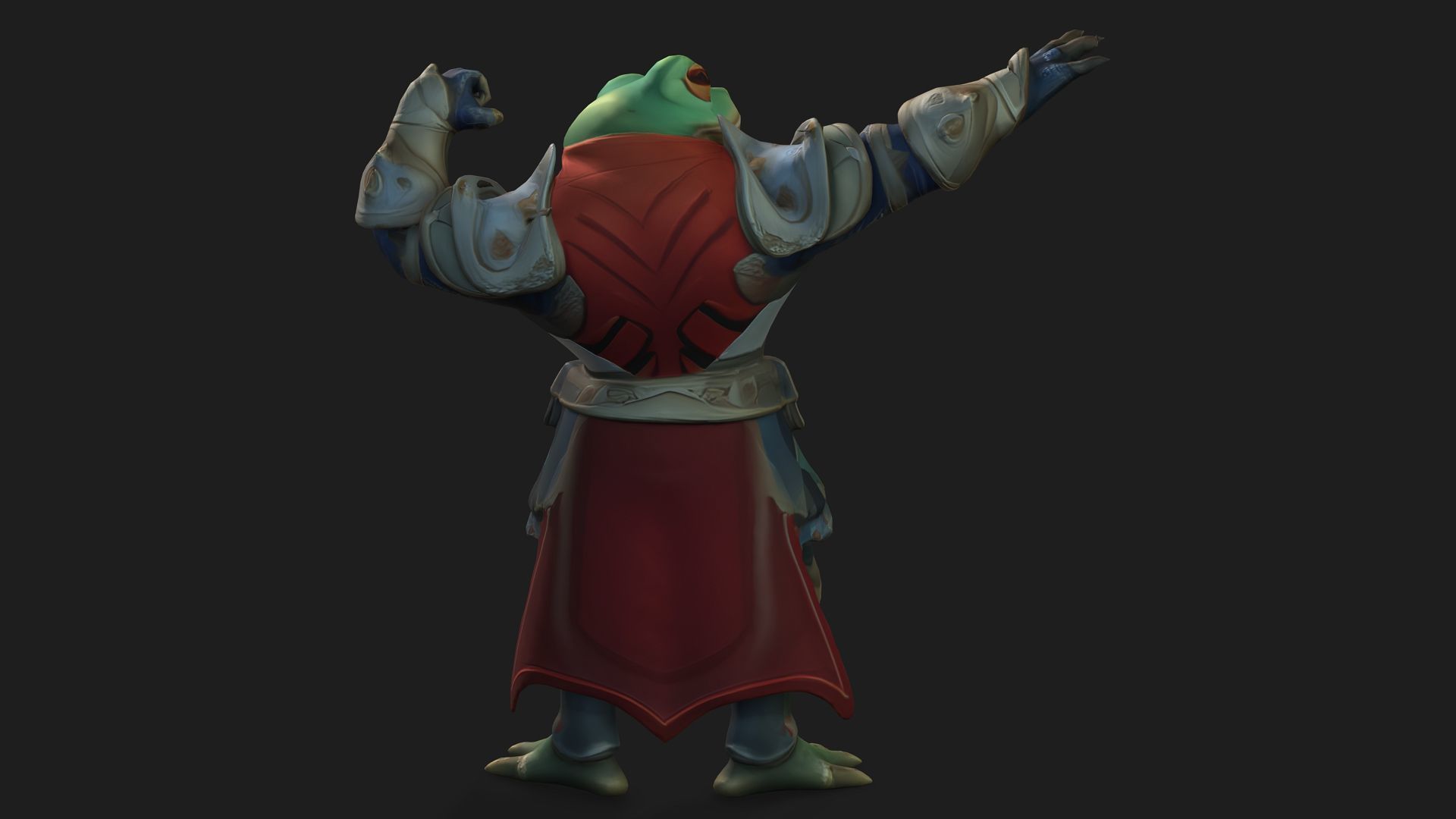 Big Warrior armor frog Rigged 2500 Free animations tutorial Low-poly 3D model_13