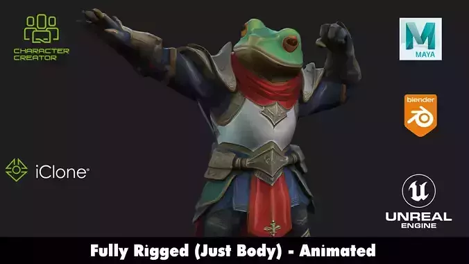 Big Warrior armor frog Rigged 2500 Free animations tutorial Low-poly 3D model Big Warrior armor frog Rigged 2500 Free animations tutorial Low-poly 3D model