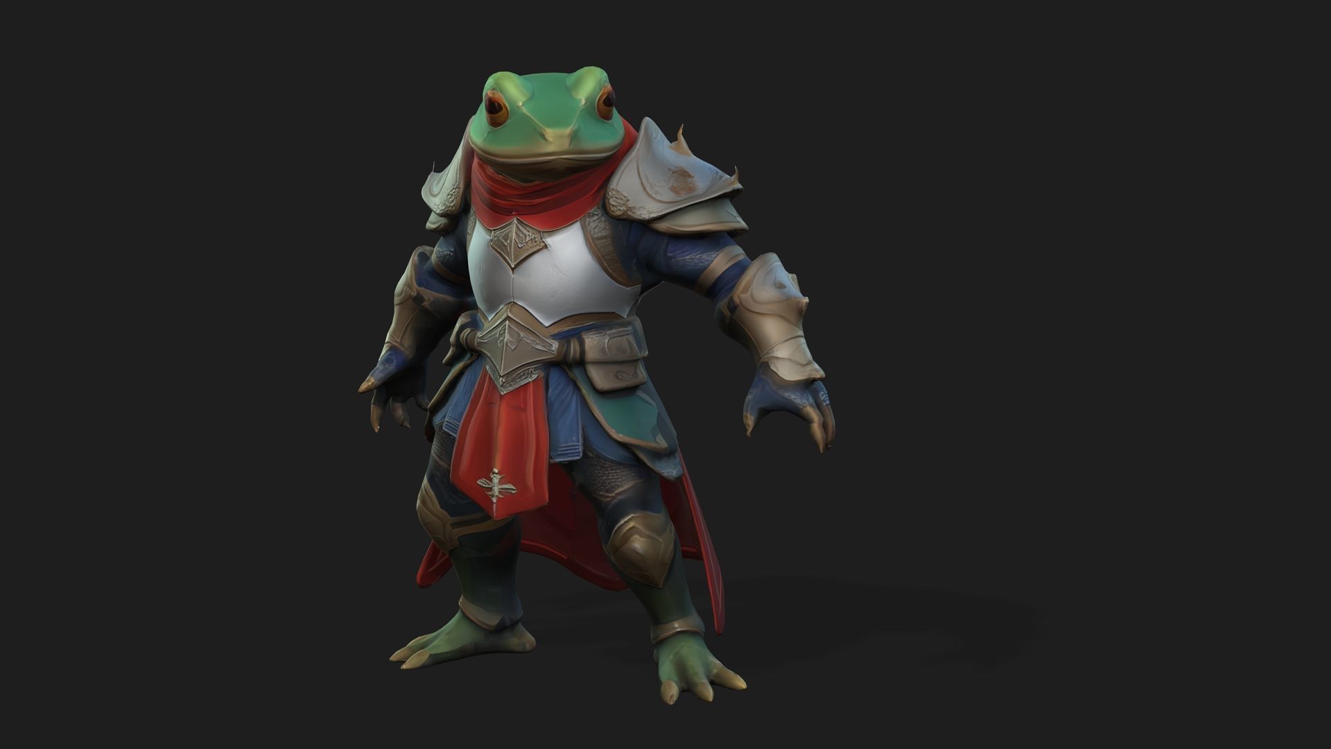 Big Warrior armor frog Rigged 2500 Free animations tutorial Low-poly 3D model_8