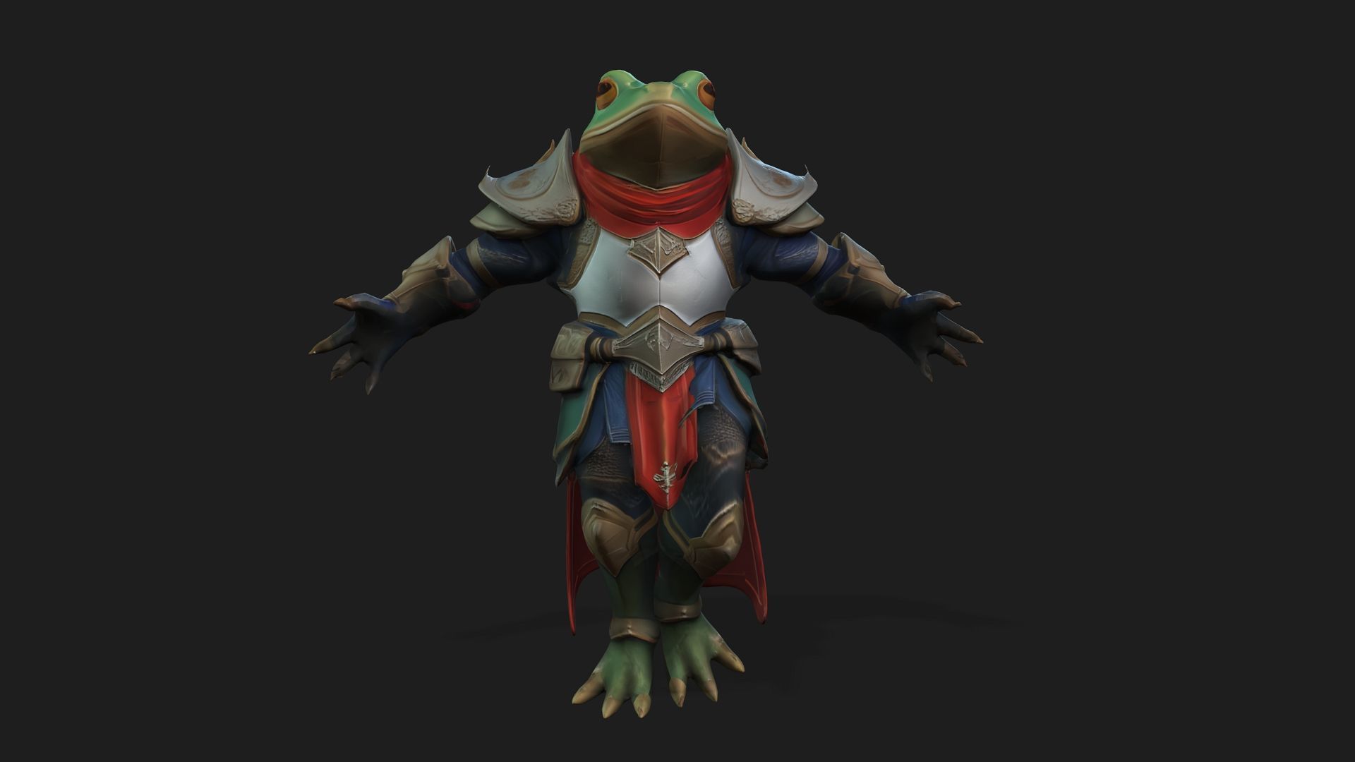 Big Warrior armor frog Rigged 2500 Free animations tutorial Low-poly 3D model_9