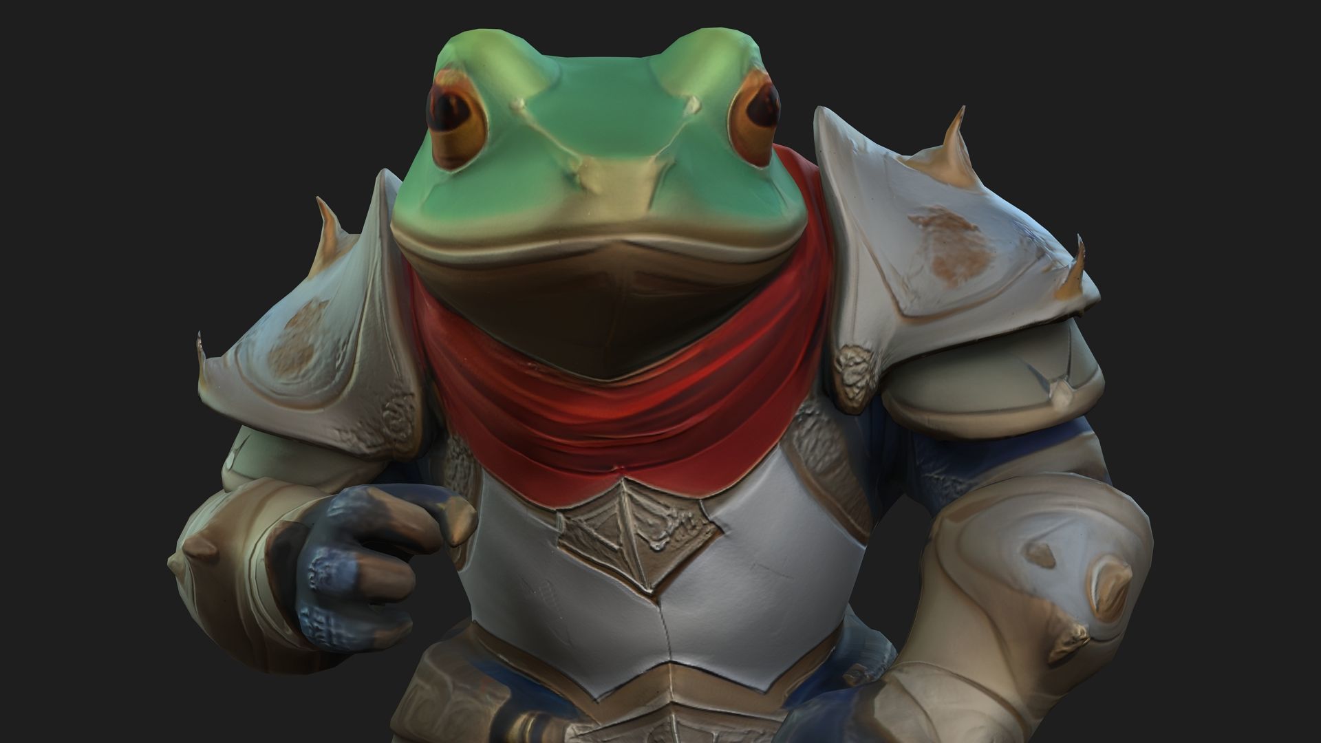 Big Warrior armor frog Rigged 2500 Free animations tutorial Low-poly 3D model_7