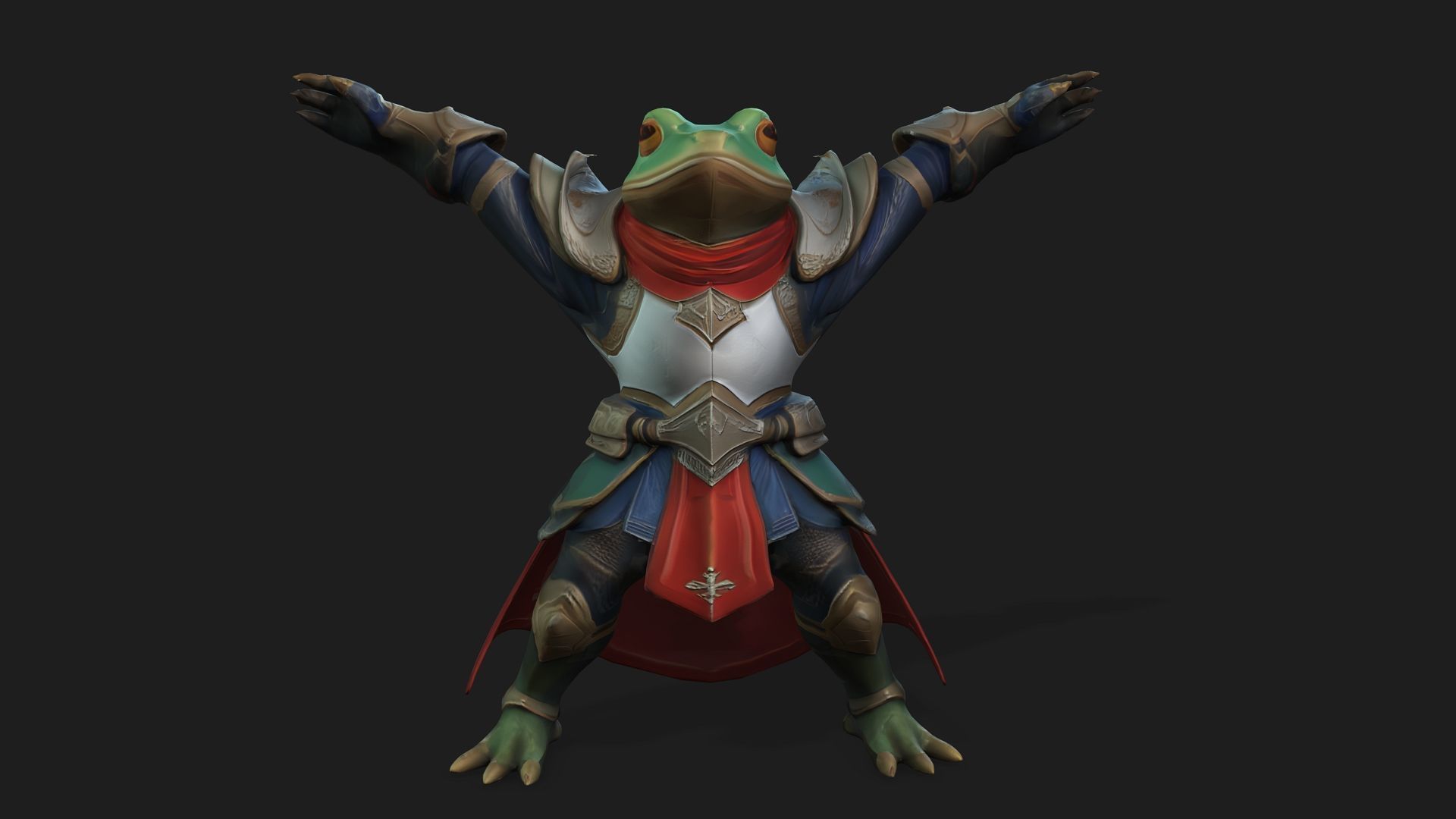 Big Warrior armor frog Rigged 2500 Free animations tutorial Low-poly 3D model_11