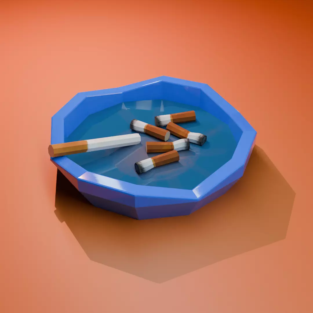 Ashtray Low poly Free low-poly 3D model_0