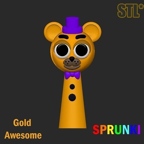 Sprunki Incredibox Gold Awesome STL 3D Character Fanart 3D print model